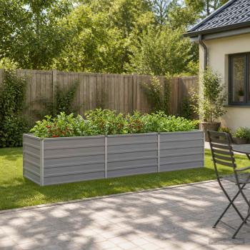 ARDEBO.de - Hochbeet im Garten Grau 242 x 80 x 55 cm Stahl