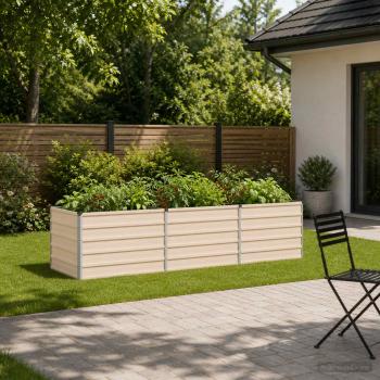 ARDEBO.de - Hochbeet im Garten Elfenbein 242 x 80 x 55 cm Stahl