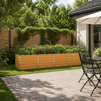 ARDEBO.de - Hochbeet im Garten Holz Natur 321 x 80 x 55 cm Stahl