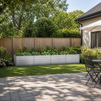 ARDEBO.de - Hochbeet im Garten Verzinktes Silber 321 x 80 x 55 cm Stahl