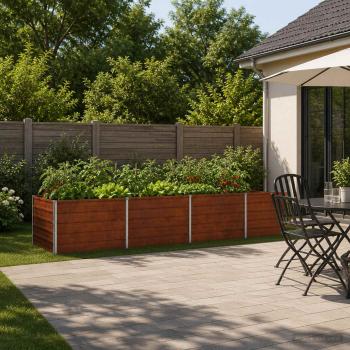 ARDEBO.de - Hochbeet im Garten Wetterfeststahl 321 x 80 x 55 cm Stahl