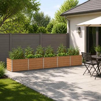 ARDEBO.de - Hochbeet im Garten Holz Braun 400 x 80 x 55 cm Stahl