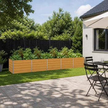 ARDEBO.de - Hochbeet im Garten Holz Natur 400 x 80 x 55 cm Stahl