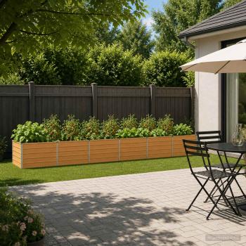 ARDEBO.de - Hochbeet im Garten Holz Natur 480 x 80 x 55 cm Stahl