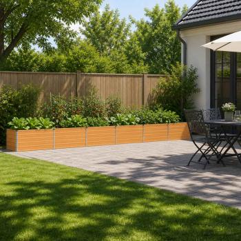 ARDEBO.de - Hochbeet im Garten Holz Natur 600 x 80 x 55 cm Stahl