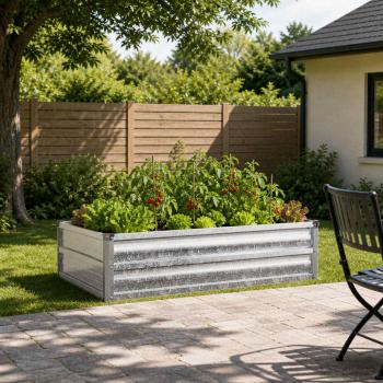 ARDEBO.de - Hochbeet im Garten Verzinktes Silber 100 x 80 x 24 cm Stahl