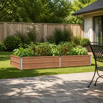 ARDEBO.de - Hochbeet im Garten Holz Braun 160 x 80 x 24 cm Stahl