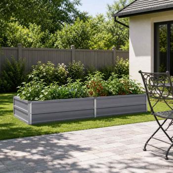 ARDEBO.de - Hochbeet im Garten Grau 160 x 80 x 24 cm Stahl