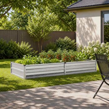 ARDEBO.de - Hochbeet im Garten Silber 160 x 80 x 24 cm verzinkt