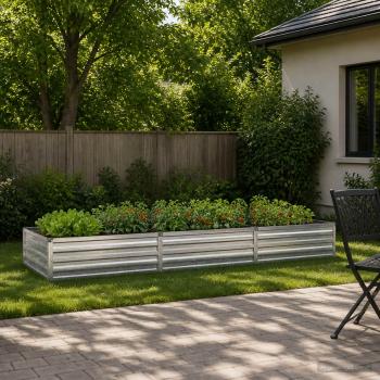 ARDEBO.de - Hochbeet im Garten Verzinktes Silber 240 x 80 x 24 cm Stahl