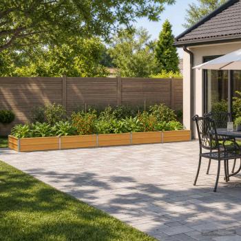 ARDEBO.de - Hochbeet im Garten Holz Natur 400 x 80 x 24 cm Stahl