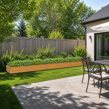 ARDEBO.de - Hochbeet im Garten Holz Natur 480 x 80 x 24 cm Stahl