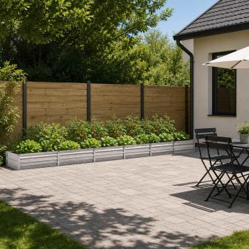 ARDEBO.de - Hochbeet im Garten Verzinktes Silber 480 x 80 x 24 cm Stahl