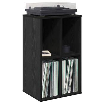 Schallplattenschrank Schwarz Eichen-Optik 44,5 x 36,5 x 74,5 cm