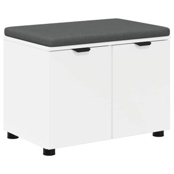 Flurbank mit Kissen mit Regal mit Speicher Weiß 60 x 38 x 46 cm
