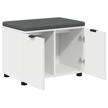 Flurbank mit Kissen mit Regal mit Speicher Weiß 60 x 38 x 46 cm