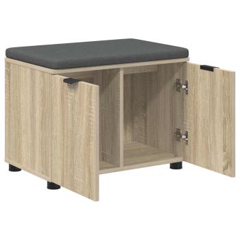 Flurbank mit Kissen mit Regal Sonoma-Eiche 60 x 38 x 46 cm