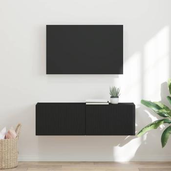 ARDEBO.de - TV-Wandschrank 98 x 31 x 29,5 cm Schwarz Holzwerkstoff