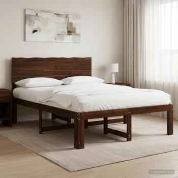 ARDEBO.de - Doppelbettgestell mit Kopfteil ROSTOCK Dunkelbraun 120 x 190 cm