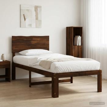 ARDEBO.de - Einzelbettgestell mit Kopfteil ROSTOCK Dunkelbraun 80 x 200 cm