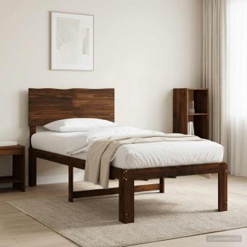 ARDEBO.de - Einzelbettgestell mit Kopfteil ROSTOCK Dunkelbraun 90 x 200 cm