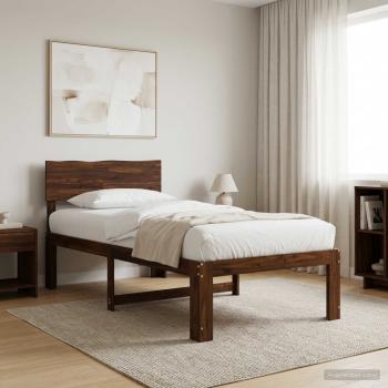 ARDEBO.de - Einzelbettgestell mit Kopfteil ROSTOCK Dunkelbraun 75 x 190 cm