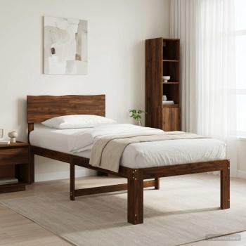 ARDEBO.de - Einzelbettgestell mit Kopfteil ROSTOCK Dunkelbraun 90 x 190 cm