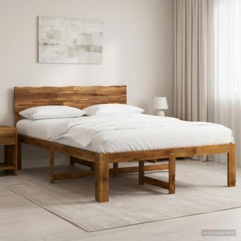 ARDEBO.de - Doppelbettgestell mit Kopfteil ROSTOCK Natur 135 x 190 cm