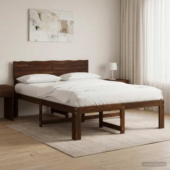 ARDEBO.de - Doppelbettgestell mit Kopfteil ROSTOCK Dunkelbraun 140 x 200 cm