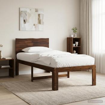 ARDEBO.de - Einzelbettgestell mit Kopfteil ROSTOCK Dunkelbraun 75 x 190 cm