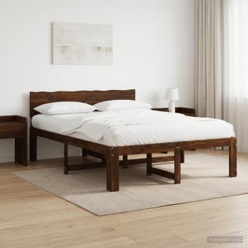 ARDEBO.de - Doppelbettgestell mit Kopfteil ROSTOCK Dunkelbraun 135 x 190 cm