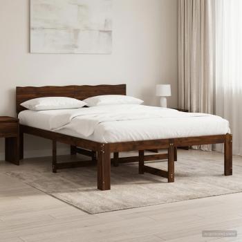 ARDEBO.de - Doppelbettgestell mit Kopfteil ROSTOCK Dunkelbraun 140 x 190 cm
