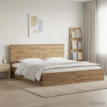 ARDEBO.de - Bed Frame with Storage and Headboard Artisan Oak 180 x 200 cm