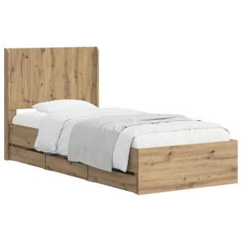 Bettgestell mit Stauraum und Kopfteil Artisan-Eiche 90 x 200 cm