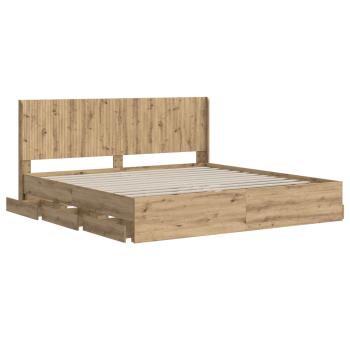 Bettgestell mit Stauraum und Kopfteil Artisan-Eiche
