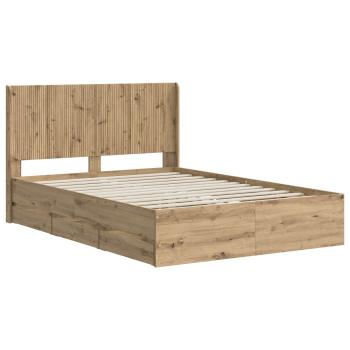 Bettgestell mit Stauraum und Kopfteil Artisan-Eiche