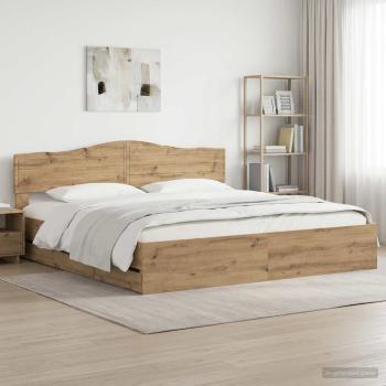 ARDEBO.de - Bed Frame with Storage and Headboard Artisan Oak 180 x 200 cm