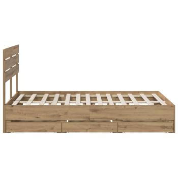 Bed Frame with Storage and Headboard Artisan Oak 120 x 200 cm