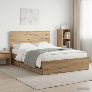 ARDEBO.de - Bed Frame with Storage and Headboard Artisan Oak 160 x 200 cm