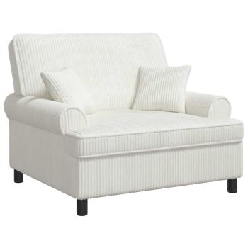 ARDEBO.de - XXL-Sessel mit Kissen Creme 1,5 Linien Stoff