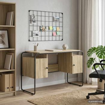 ARDEBO.de - Schreibtisch mit Stauraum Sonoma-Eiche 120 x 50,5 x 75,5 cm