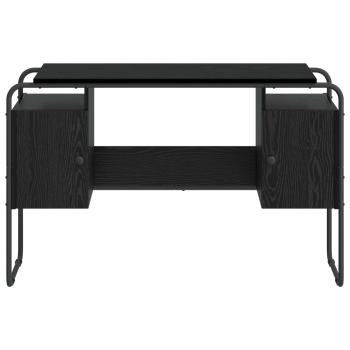 Schreibtisch mit Stauraum Schwarz Eichen-Optik