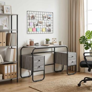 ARDEBO.de - Schreibtisch mit Stauraum Sonoma-Grau 145 x 50 x 75 cm