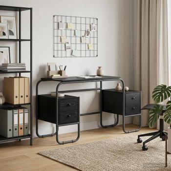 ARDEBO.de - Schreibtisch mit Stauraum Schwarz Eichen-Optik 145 x 50 x 75 cm