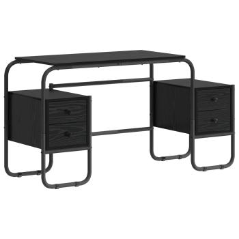Schreibtisch mit Stauraum Schwarz Eichen-Optik 145 x 50 x 75 cm
