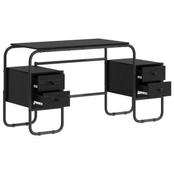 Schreibtisch mit Stauraum Schwarz Eichen-Optik 145 x 50 x 75 cm