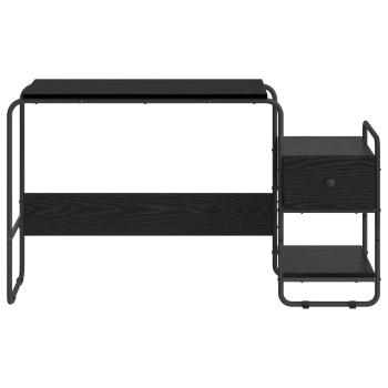 Schreibtisch mit Stauraum Schwarz Eichen-Optik