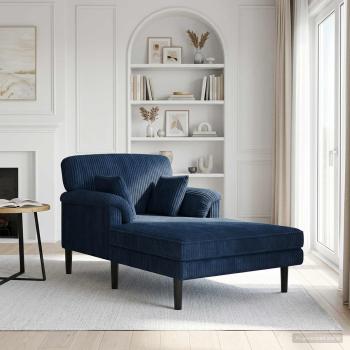 ARDEBO.de - Chaiselongue Marineblau Cordstoff