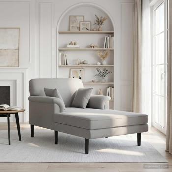 ARDEBO.de - Chaiselongue Hellgrau Samt