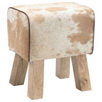 Bank 40 x 30 x 45 cm Echtes Leder Braun und Weiß